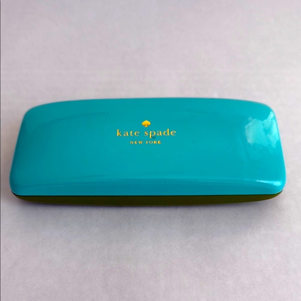 Kate Spade Turquoise & Green Hard Clam Shell Glasses Case with Gold Logo